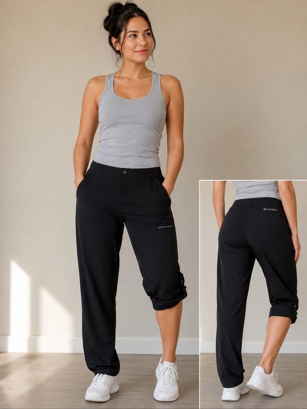 Columbia Omni-shade Aruba Black Women's Pants Size 20W Roll Up